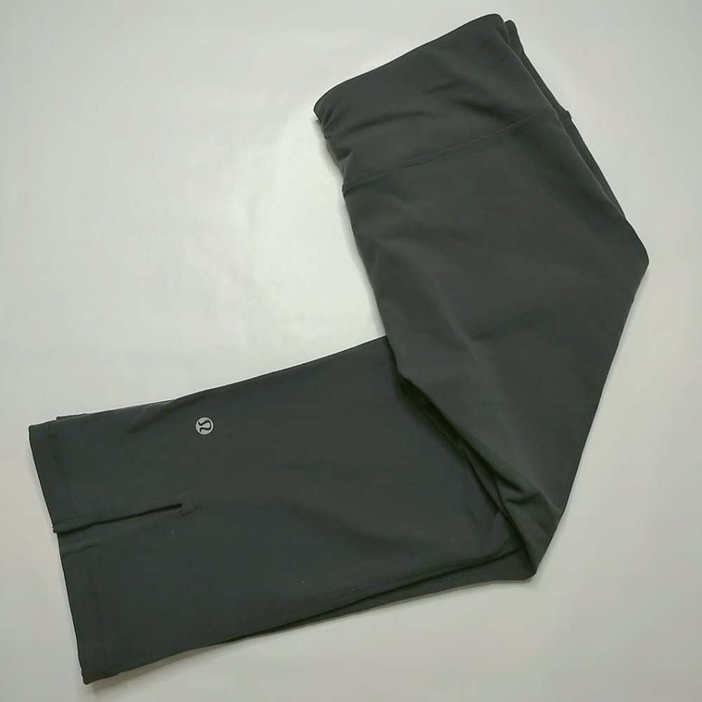 Lululemon Gather and Crow Crop Leggings Split Hem at Back Calf Dark Gray Size 8